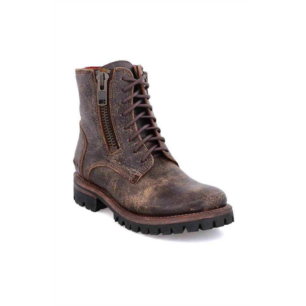 Bed Stu Brown Distressed Leather Combat Boots